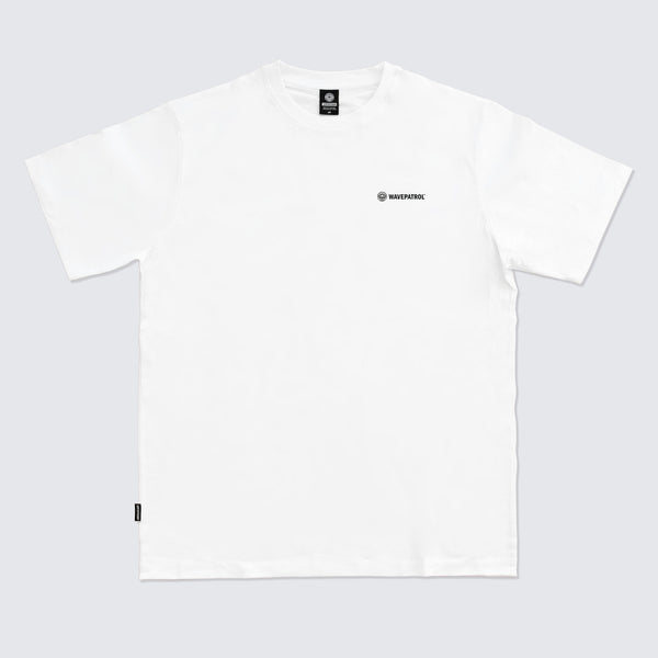 WHITE T-SHIRT BRAND LOGO - WAVEPATROL
