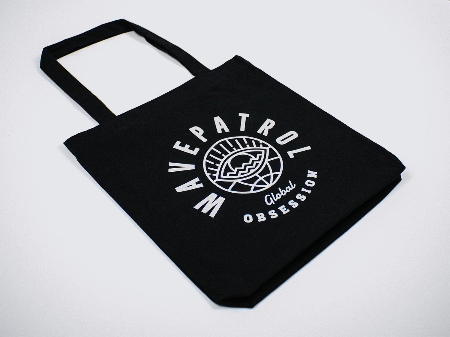 BLACK RECYCLED TOTE BAG ♻ - WAVEPATROL