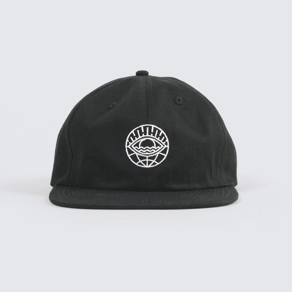 BLACK GLOBE STRAPBACK CAP - WAVEPATROL