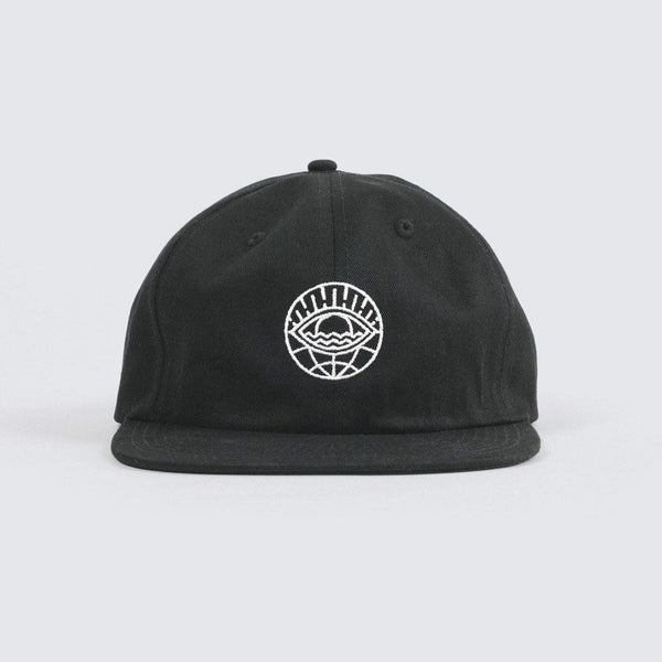 BLACK GLOBE STRAPBACK CAP - WAVEPATROL