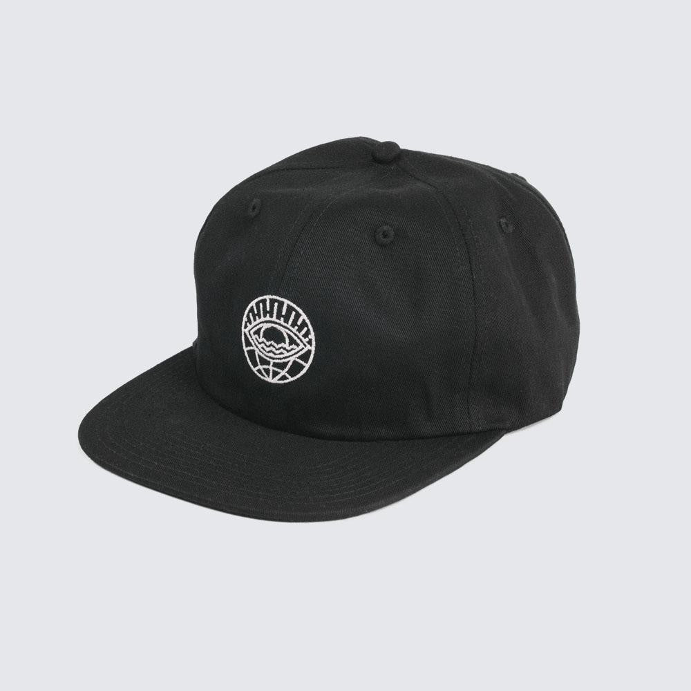 BLACK GLOBE STRAPBACK CAP - WAVEPATROL